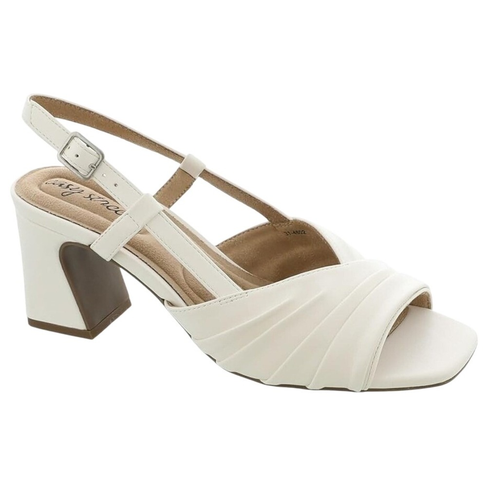 Easy Street Lucie Women's Size 11 M Block Heel Slingback‎ Sandals Open-toe White